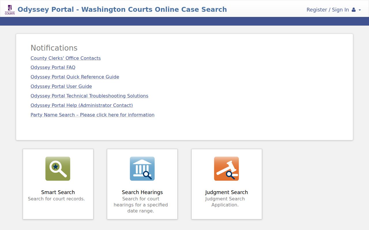 Washington Odyssey court portal for a Whatcom County resident lookup